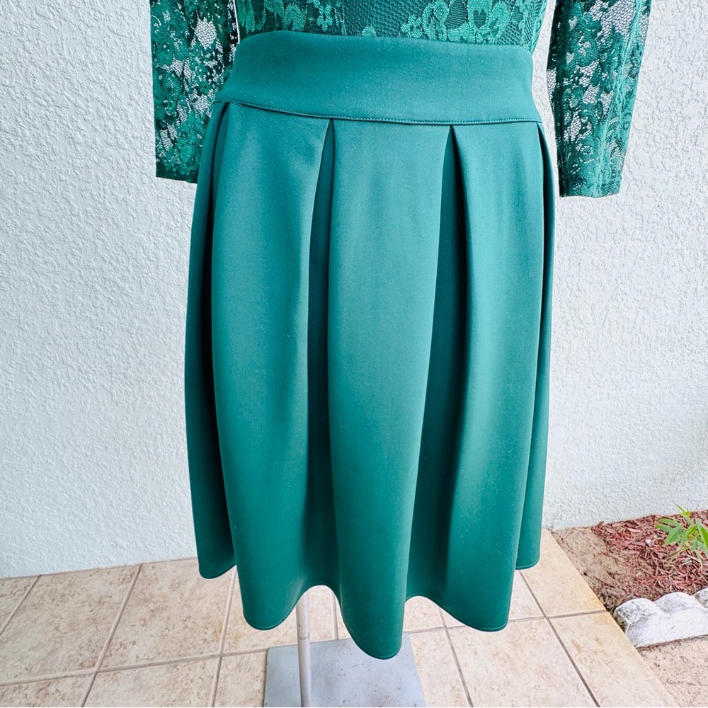 MIUSOL XL green midi fit & flare Evening Dress Floral lace whimsical fairy prom - Picture 3 of 13
